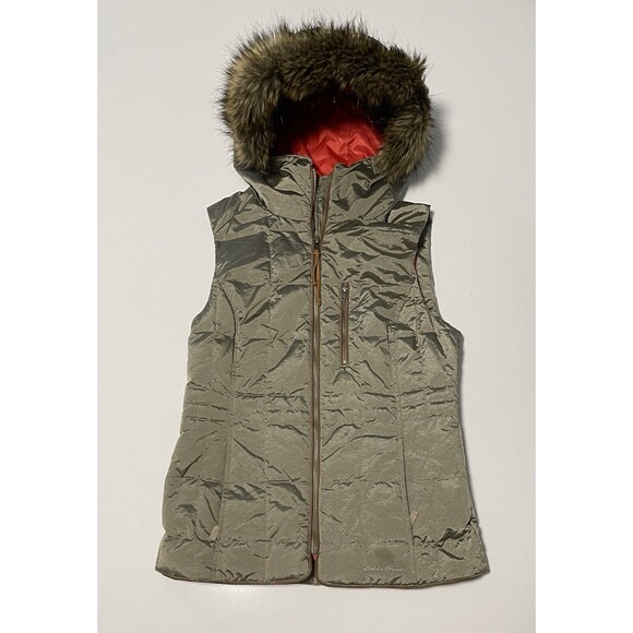 Eddie Bauer Yukon Down Puffer Vest Jacket Taupe Shimmer Size S - Picture 2 of 9